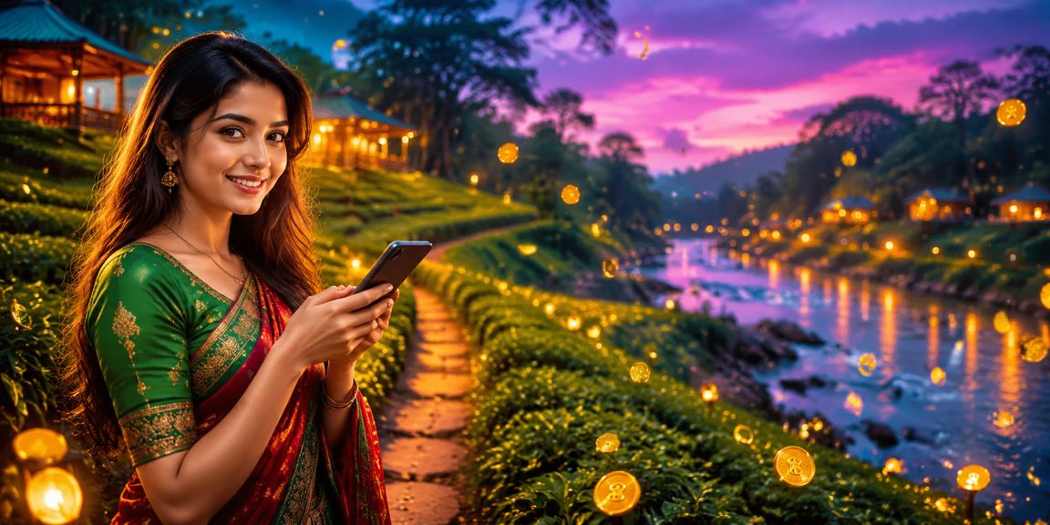 সিলেটের চা বাগানে মোবাইলে ক্রিকেট বেটিং টিপস দেখছেন একজন ব্যবহারকারী